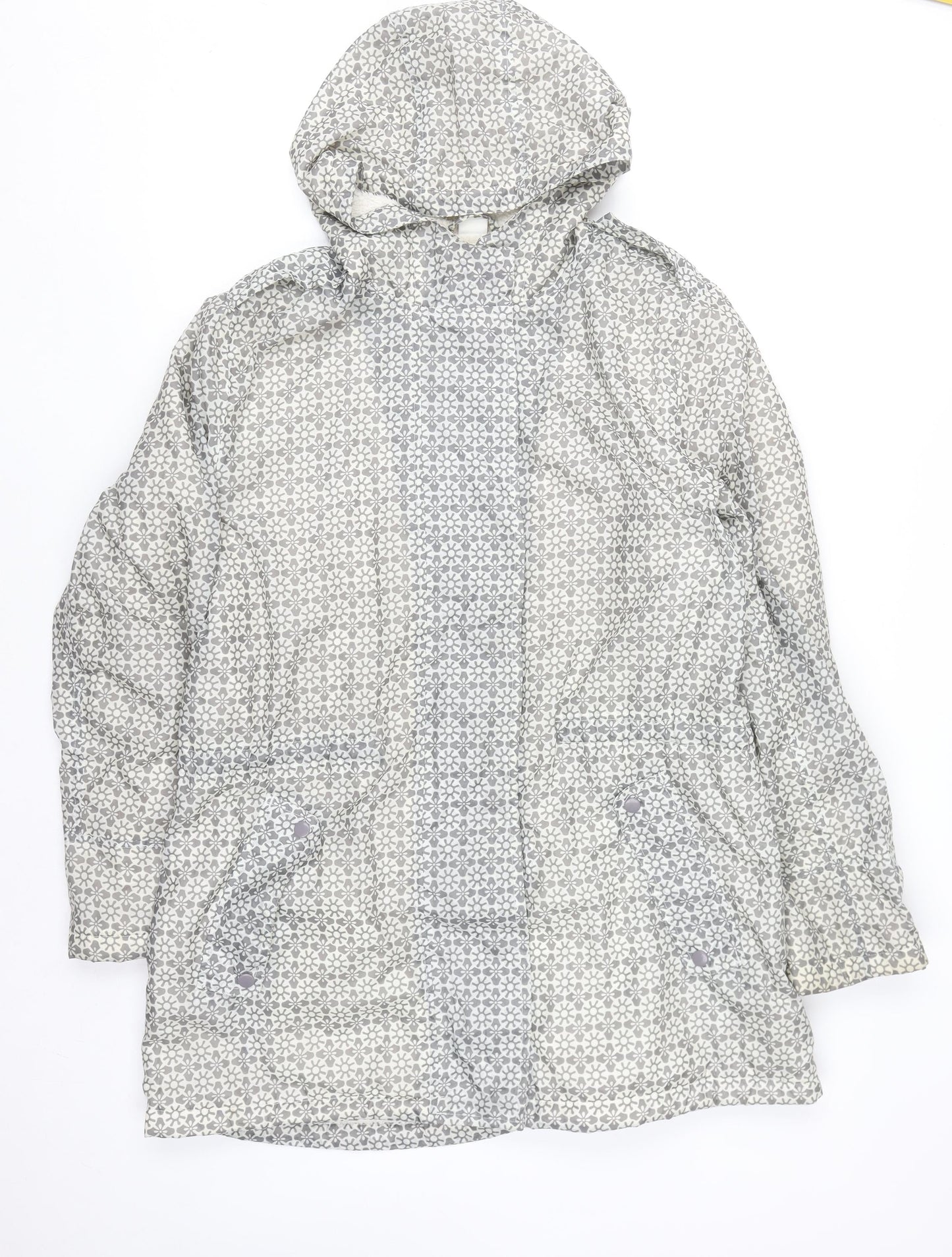 Cotton Traders Womens Grey Hooded Waterproof Rain Coat Size 16