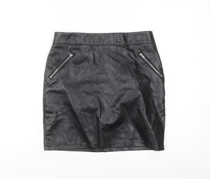 Pixie Daisy Womens Black Size 10 Faux Leather Mini Skirt