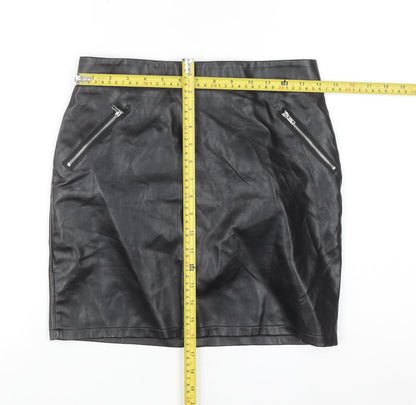 Pixie Daisy Womens Black Size 10 Faux Leather Mini Skirt