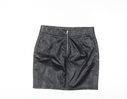 Pixie Daisy Womens Black Size 10 Faux Leather Mini Skirt