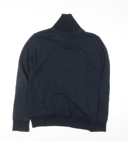 H&M L.O.G.G. Men Blue Cotton Shawl Collar Button Cardigan S