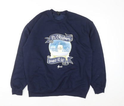 Harp Men's Blue Christmas Graphic Pullover Sweatshirt Size L