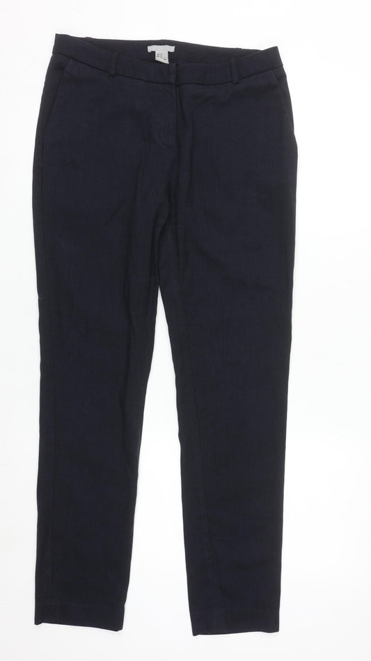 H&M Women's Black Slim Fit Straight Leg Trousers Size 8