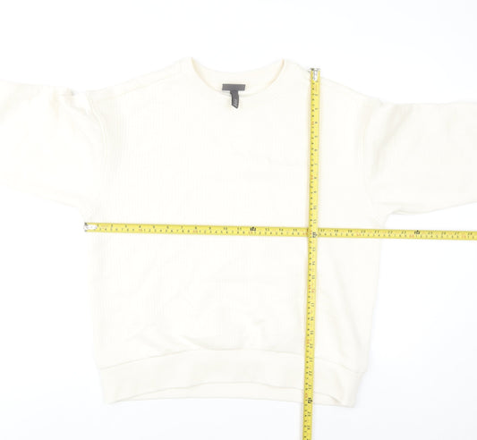 H&M Women Ivory Loose Fit Pullover Sweatshirt Size S Cotton Blend
