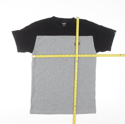 Vans Men's Grey Black Colourblock Crew Neck Short Sleeve T-Shirt Small