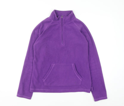 Dunnes Women Purple Fleece 1/4 Zip Pullover Sweatshirt Size 12