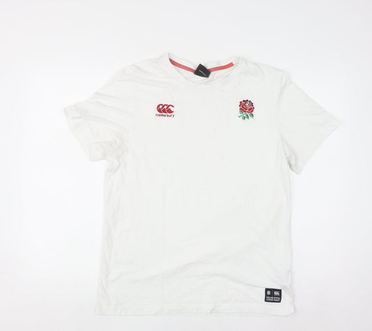 Canterbury Men’s White England Rugby T-Shirt Size M Short Sleeve