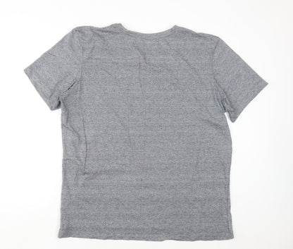 Identic Men Grey XXL Crew Neck Graphic T-Shirt Coastal Vibes