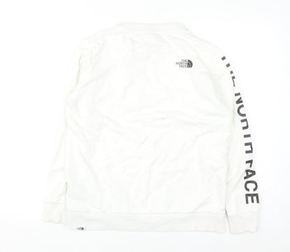 The North Face Women's White Cotton Crew Neck Sweatshirt M