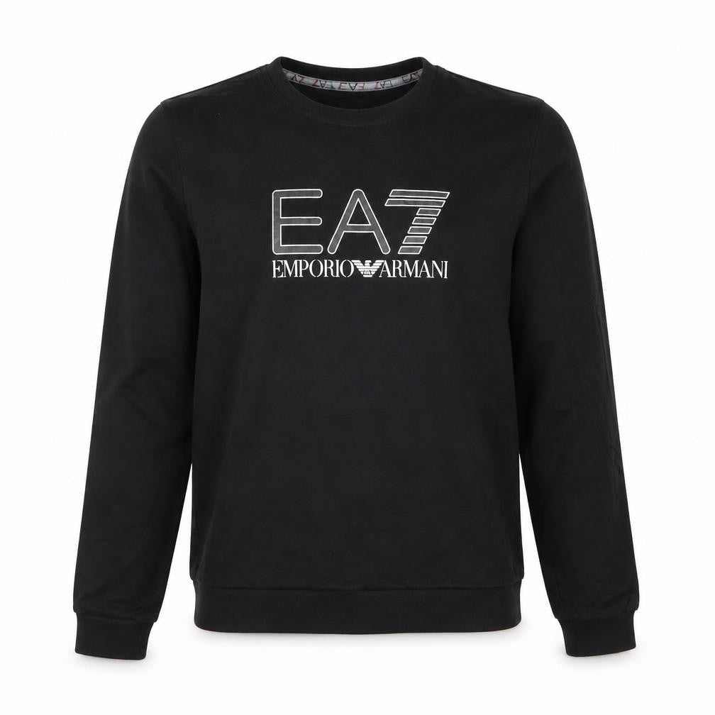 Front view of Emporio Armani EA7 Black Cotton Teens Sweatshirt Size 14A Regular Fit