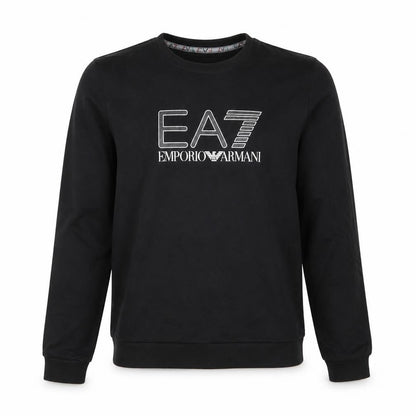 Front view of Emporio Armani EA7 Black Cotton Teens Sweatshirt Size 14A Regular Fit