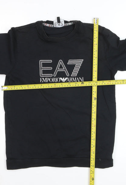 Emporio Armani EA7 Black Cotton Teens Sweatshirt Size 14A Regular Fit