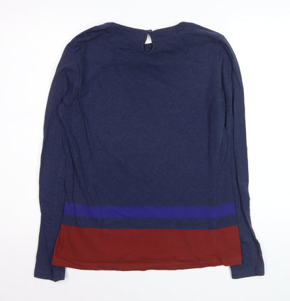 French Connection Men's Blue Colourblock Long Sleeve Cotton Top L