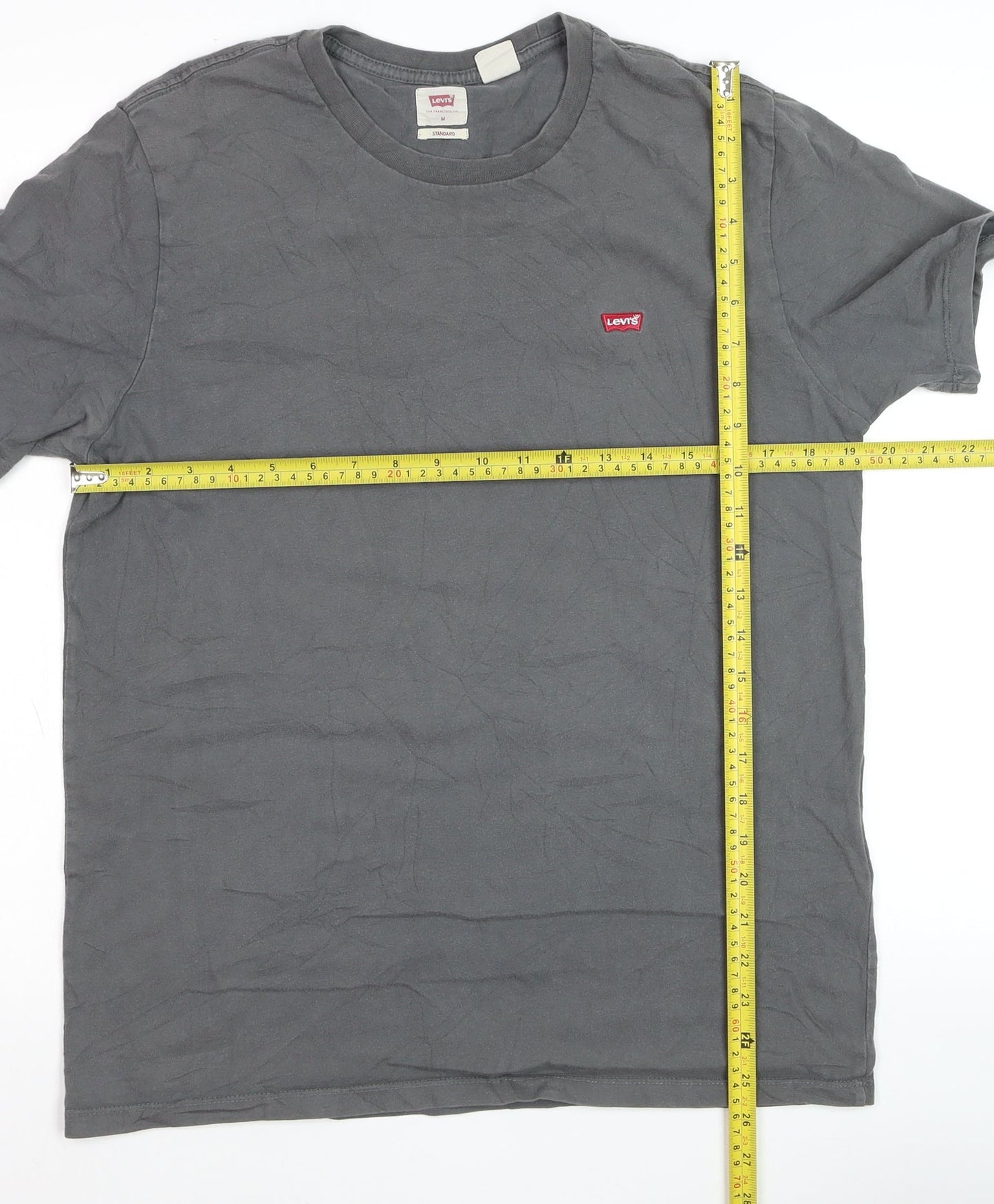 Levi's Men's Grey Cotton Crew Neck Short Sleeve T-Shirt M