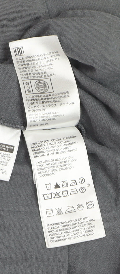 Levi's Men's Grey Cotton Crew Neck Short Sleeve T-Shirt M