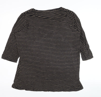 Marks and Spencer Womens Black Striped Jersey V-Neck Top Size 12