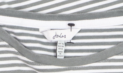 Joules Womens Grey Striped Bee Embroidered Cotton Long Sleeve T-Shirt UK 10
