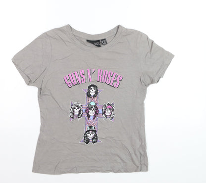 Guns N' Roses Girls Grey Graphic Band T-Shirt Small 10-12 Years