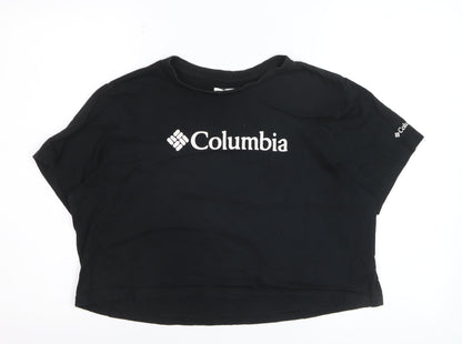 Columbia Women's Black Cropped Cotton T-Shirt Size L