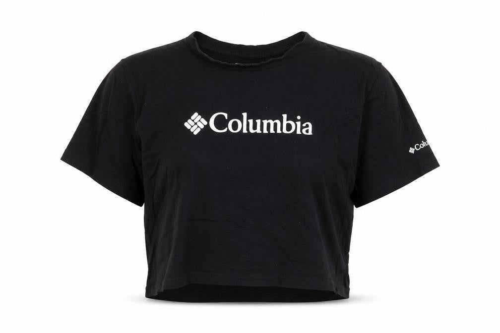 Columbia Women's Black Cropped Cotton T-Shirt Size L