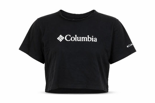 Columbia Women's Black Cropped Cotton T-Shirt Size L