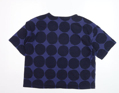 Uniqlo x Marimekko Women's Blue Polka Dot T-Shirt Size L Cotton