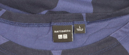 Uniqlo x Marimekko Women's Blue Polka Dot T-Shirt Size L Cotton