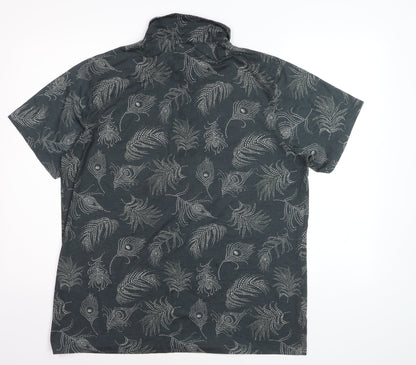 Burton Menswear London Men's Grey Floral Polo Shirt Size L