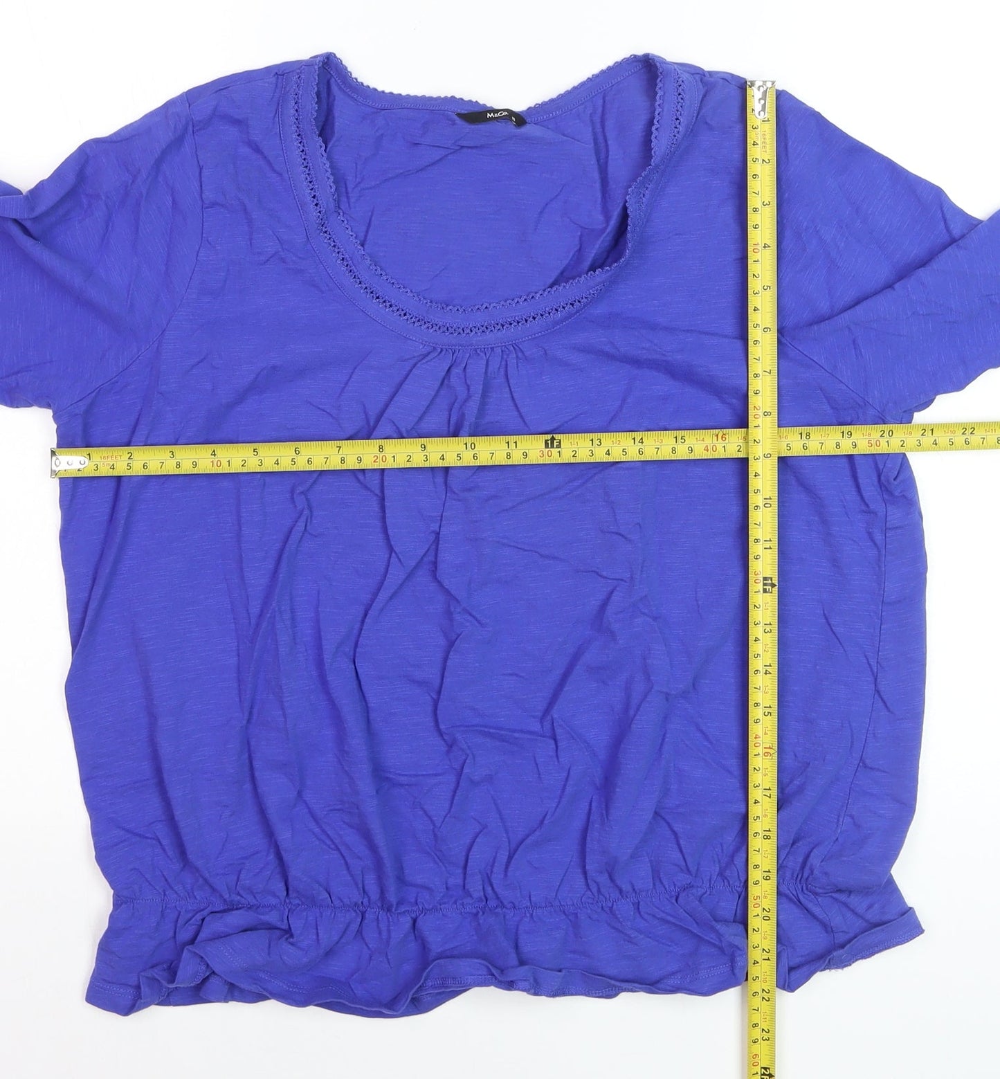 M&Co Women Blue 3/4 Sleeve Cotton Blouse Size 18