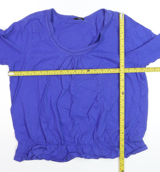 M&Co Women Blue 3/4 Sleeve Cotton Blouse Size 18
