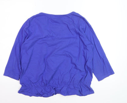 M&Co Women Blue 3/4 Sleeve Cotton Blouse Size 18