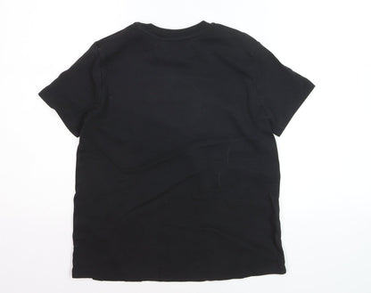 UTERQUE Girls Black Beaded Space Graphic Short Sleeve T-Shirt S