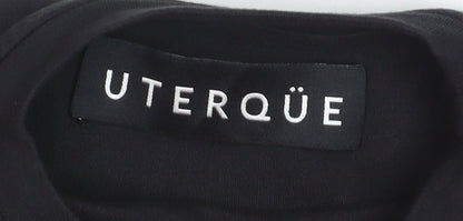 UTERQUE Girls Black Beaded Space Graphic Short Sleeve T-Shirt S