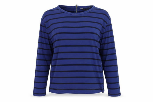 Isle Essentials Women's Blue Striped 3/4 Sleeve Cotton T-Shirt Size L