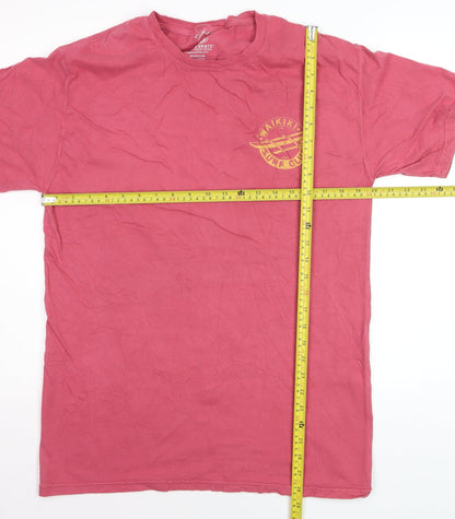 Malibu Shirts Men's Pink Waikiki Surf Club Cotton T-Shirt Medium