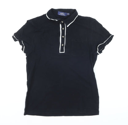 Topman Men’s Black Short Sleeve Cotton Polo Shirt Size M