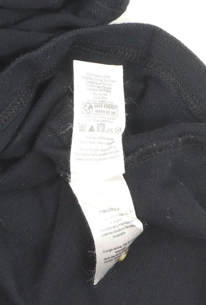Topman Men’s Black Short Sleeve Cotton Polo Shirt Size M