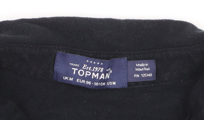 Topman Men’s Black Short Sleeve Cotton Polo Shirt Size M