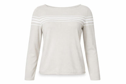 Dash Women Beige Striped Long Sleeve Lightweight Knit Jumper Size 10