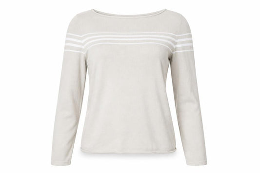 Dash Women Beige Striped Long Sleeve Lightweight Knit Jumper Size 10