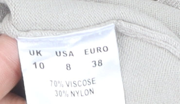 Dash Women Beige Striped Long Sleeve Lightweight Knit Jumper Size 10