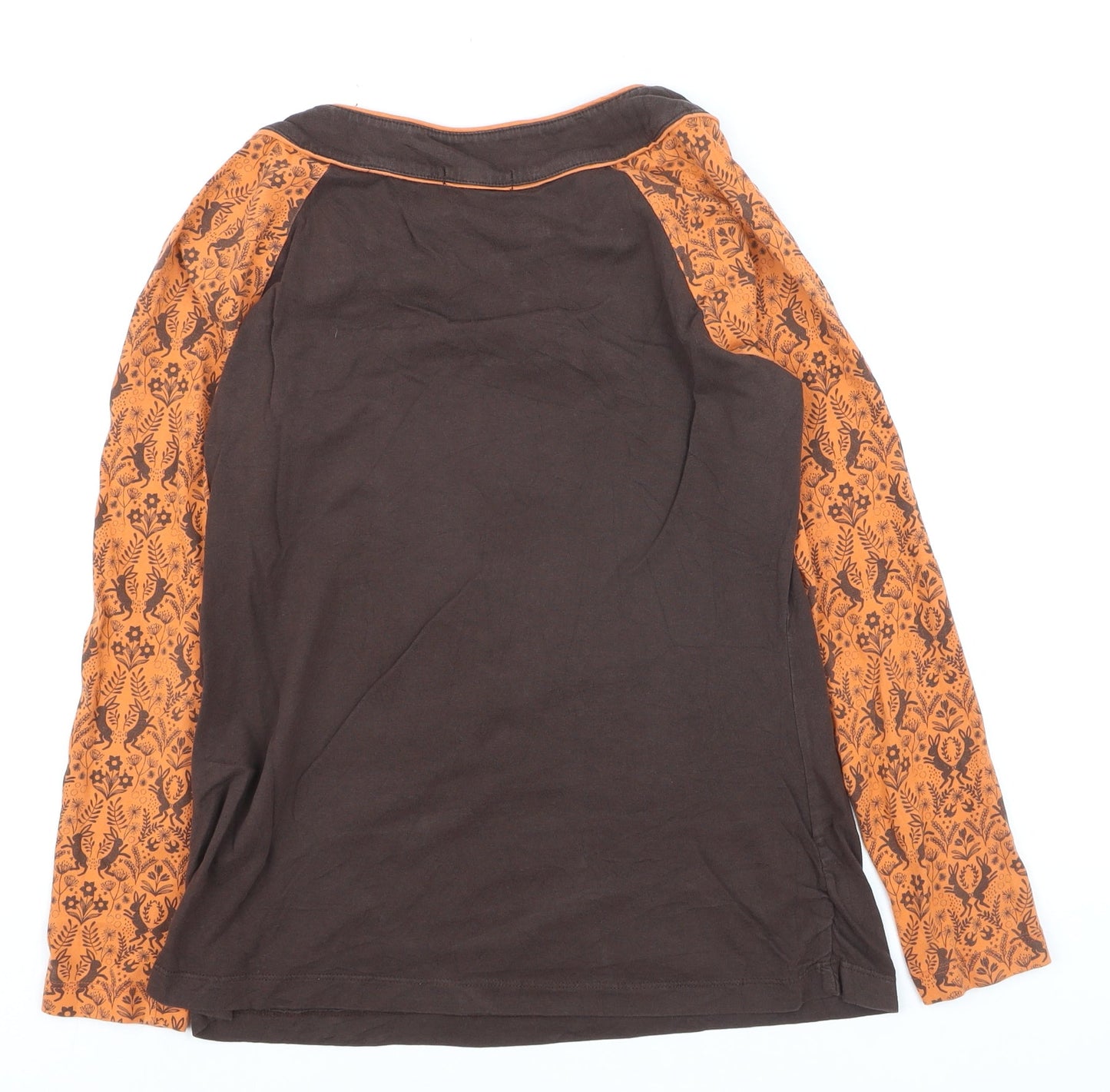 Joe Browns Womens Brown Long Sleeve Fox Print Cotton T-Shirt Size 12