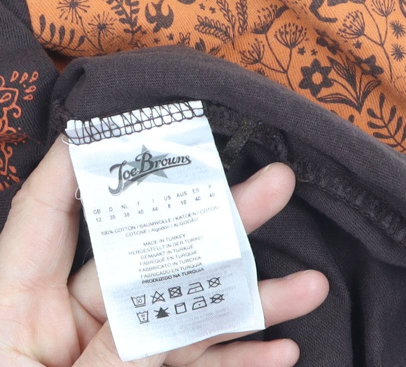Joe Browns Womens Brown Long Sleeve Fox Print Cotton T-Shirt Size 12