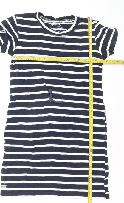 Regatta Women Blue Striped Cotton T-Shirt Dress Size 10 Casual Summer