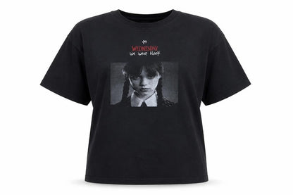 H&M Women’s Black Wednesday Addams Relaxed Fit Cotton T-Shirt Size 14