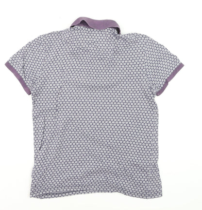 Ted Baker Men’s Purple Geometric Cotton Polo Shirt Size S