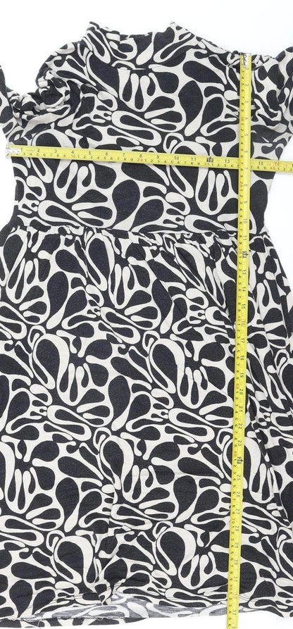 Oui Set Women’s Black & White Geometric Shift Dress Size 10