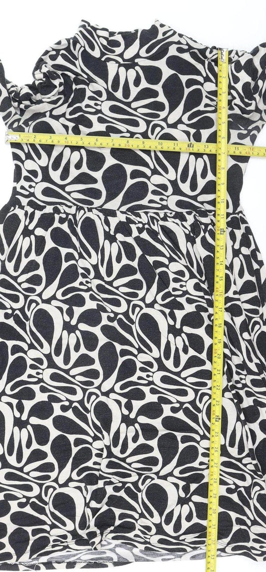 Oui Set Women’s Black & White Geometric Shift Dress Size 10