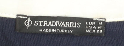 Stradivarius Men's Navy Polo Long Sleeve Classic Fit Size M