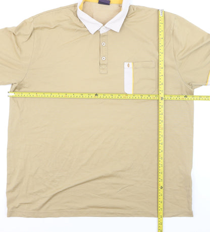 Gabicci Men’s Beige Cotton Blend Short Sleeve Polo Shirt Size L